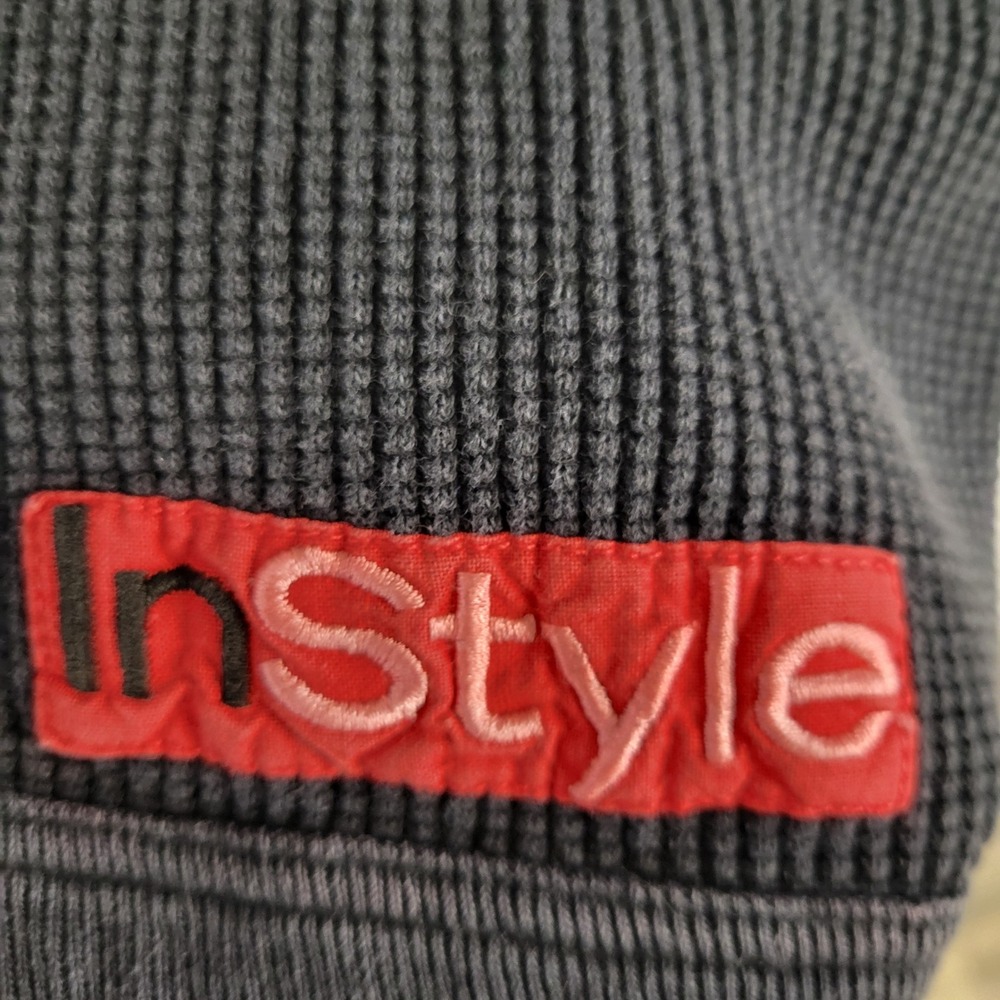 Vintage InStyle Waffle Knit Oversized Crewneck Grey Sweatshirt One Size - Picture 7 of 9
